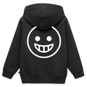 Emoji sketch blanc heureux - Sweat Premium à capuche zippé enfant bio - noir - Dos - AI Model Kid Male (0cm)