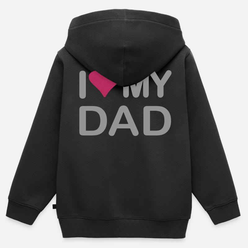 J’aime mon père - Sweat Premium à capuche zippé enfant bio - noir