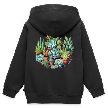 Pflanzen - Kinder Premium Organic Zip Hoodie - Schwarz - Hinten - AI Model Kid Male (0cm)