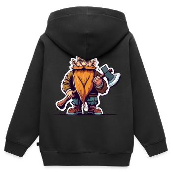 Zwerge - Kinder Premium Organic Zip Hoodie - Schwarz - Hinten - AI Model Kid Male (0cm)
