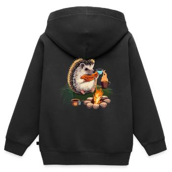 Lagerfeuer - Kinder Premium Organic Zip Hoodie - Schwarz - Hinten - AI Model Kid Male (0cm)