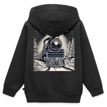 Lokomotive - Kinder Premium Organic Zip Hoodie - Schwarz - Hinten - AI Model Kid Male (0cm)