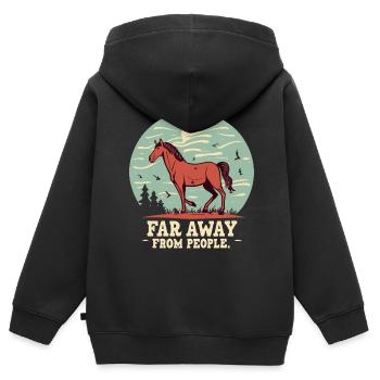 Reiten - Kinder Premium Organic Zip Hoodie - Schwarz - Hinten - AI Model Kid Male (0cm)