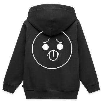 Emoji sketch effronté blanc - Sweat Premium à capuche zippé enfant bio - noir - Dos - AI Model Kid Male (0cm)