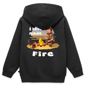 Outdoor-Mann - Kinder Premium Organic Zip Hoodie - Schwarz - Hinten - AI Model Kid Male (0cm)