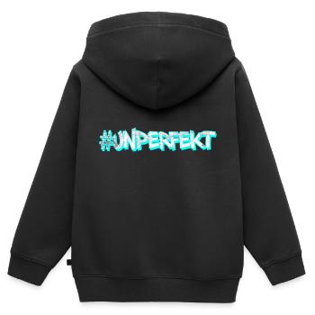 #unperfekt - nicht perfekt cyan - Kinder Premium Organic Zip Hoodie - Schwarz - Hinten - AI Model Kid Male (0cm)