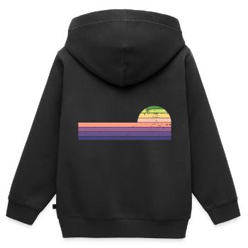 Retro Horizontal Vintage Sonnenuntergang - Kinder Premium Organic Zip Hoodie - Schwarz - Hinten - AI Model Kid Male (0cm)