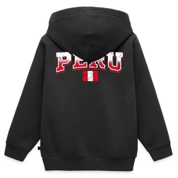 Pérou Fan - Sweat Premium à capuche zippé enfant bio - noir - Dos - AI Model Kid Male (0cm)