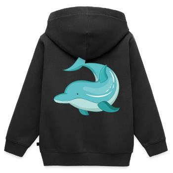 Delfin - Sweat Premium à capuche zippé enfant bio - noir - Dos - AI Model Kid Male (0cm)