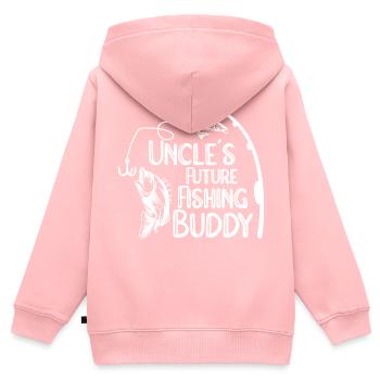 Le petit partenaire de pêche de l’oncle pêcheur bébé pêcheurs - Sweat Premium à capuche zippé enfant bio - rose - Dos - AI Model Kid Female (0cm)