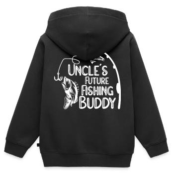 Onkels kleiner Angelpartner angeln Baby Angler - Kinder Premium Organic Zip Hoodie - Schwarz - Hinten - AI Model Kid Male (0cm)