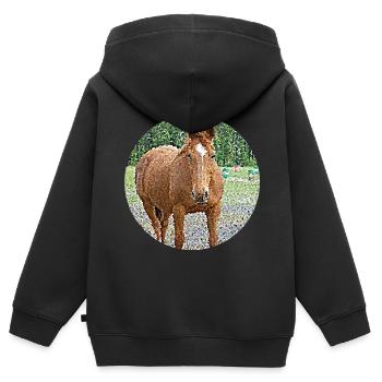 Die Liebe einer Stute - Kinder Premium Organic Zip Hoodie - Schwarz - Hinten - AI Model Kid Male (0cm)