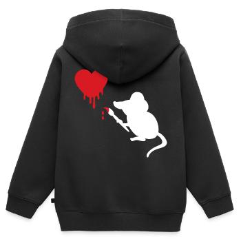 Maus Pinsel Herz Street Art - Kinder Premium Organic Zip Hoodie - Schwarz - Hinten - AI Model Kid Male (0cm)