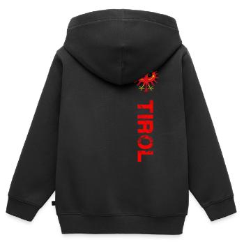Tirol - Kinder Premium Organic Zip Hoodie - Schwarz - Hinten - AI Model Kid Male (0cm)