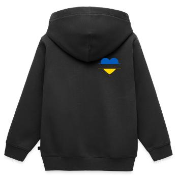 Cœur d’Ukraine - Sweat Premium à capuche zippé enfant bio - noir - Dos - AI Model Kid Male (0cm)