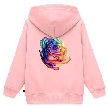 rosa Farben - Kinder Premium Organic Zip Hoodie - Rosa - Hinten - AI Model Kid Female (0cm)