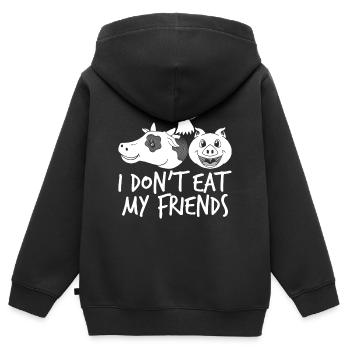 I don't eat my friends - vegan Veganer Vegetarier - Kinder Premium Organic Zip Hoodie - Schwarz - Hinten - AI Model Kid Male (0cm)