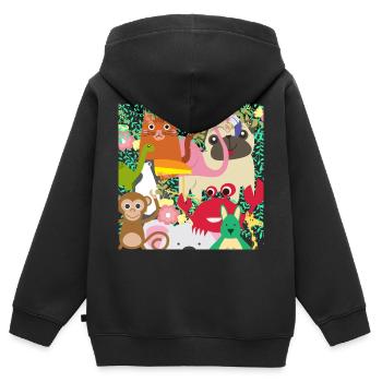 faune colorée! - Sweat Premium à capuche zippé enfant bio - noir - Dos - AI Model Kid Male (0cm)
