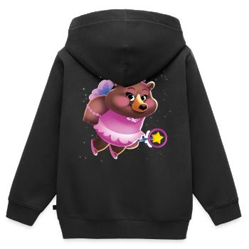 Ours « Jasmine » - animaux de la forêt pour les enfants drôles - Sweat Premium à capuche zippé enfant bio - noir - Dos - AI Model Kid Male (0cm)