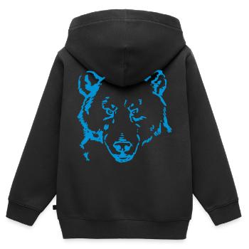Bär - Kinder Premium Organic Zip Hoodie - Schwarz - Hinten - AI Model Kid Male (0cm)