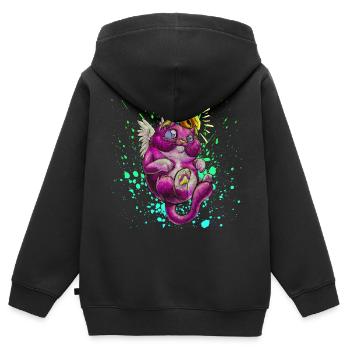 Cute catangel - Kinder Premium Organic Zip Hoodie - Schwarz - Hinten - AI Model Kid Male (0cm)