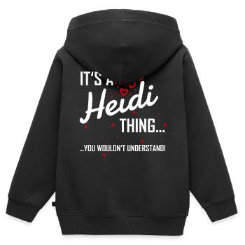 Il est une chose Heidi tu ne comprendrais pas! nom - Sweat Premium à capuche zippé enfant bio - noir - Dos - AI Model Kid Male (0cm)