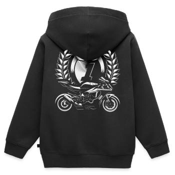 Rennen - Kinder Premium Organic Zip Hoodie - Schwarz - Hinten - AI Model Kid Male (0cm)
