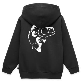 Zander Angeln - Raubfisch Angeln - Kinder Premium Organic Zip Hoodie - Schwarz - Hinten - AI Model Kid Male (0cm)