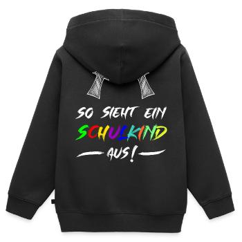 This is what a schoolchild looks like - Kids Premium Organic Zip-up Hoodie - black - Back - AI Model Kid Male (0cm)