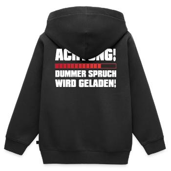 Dummer Spruch wird Geladen - Kinder Premium Organic Zip Hoodie - Schwarz - Hinten - AI Model Kid Male (0cm)