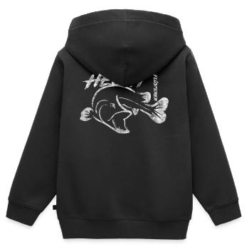 Hecht Flüsterer - Hecht Angeln - Kinder Premium Organic Zip Hoodie - Schwarz - Hinten - AI Model Kid Male (0cm)