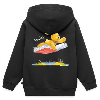 Felix der Hase Fliegendes Buch - Kinder Premium Organic Zip Hoodie - Schwarz - Hinten - AI Model Kid Male (0cm)