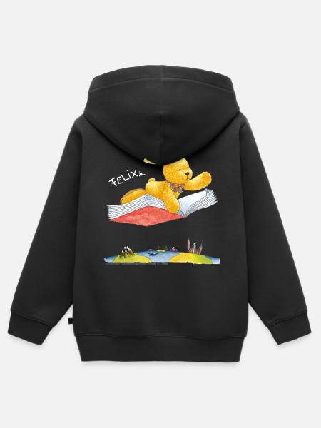 Felix der Hase Fliegendes Buch - Kinder Premium Organic Zip Hoodie - Schwarz