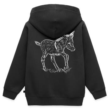 Esel - Kinder Premium Organic Zip Hoodie - Schwarz - Hinten - AI Model Kid Male (0cm)