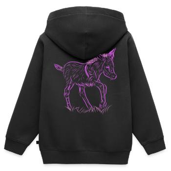 Esel - Kinder Premium Organic Zip Hoodie - Schwarz - Hinten - AI Model Kid Male (0cm)