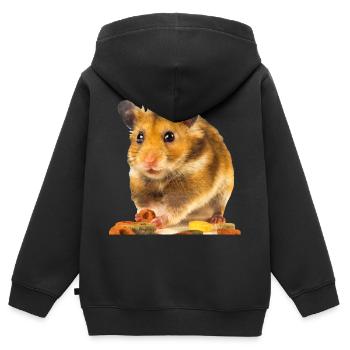 I am hamster - Kinder Premium Organic Zip Hoodie - Schwarz - Hinten - AI Model Kid Male (0cm)