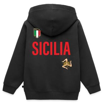 Sizilien Jersey - Kinder Premium Organic Zip Hoodie - Schwarz - Hinten - AI Model Kid Male (0cm)