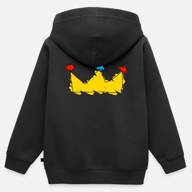 Couronne - Sweat Premium à capuche zippé enfant bio - noir