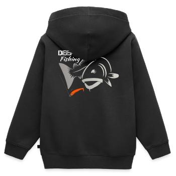 Dorsch Angeln - Meeresangeln - Kinder Premium Organic Zip Hoodie - Schwarz - Hinten - AI Model Kid Male (0cm)