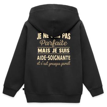 je suis aide-soignante t-shirt aide soignante - Sweat Premium à capuche zippé enfant bio - noir - Dos - AI Model Kid Male (0cm)
