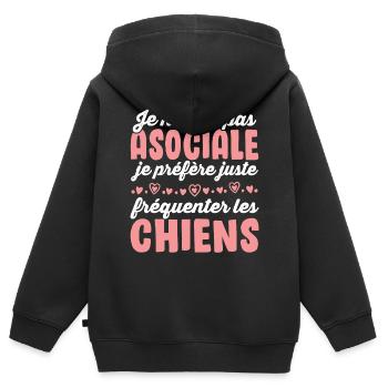 Je préfère juste fréquenter les chiens - Sweat Premium à capuche zippé enfant bio - noir - Dos - AI Model Kid Male (0cm)