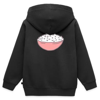 Reis Essen Teller - Kinder Premium Organic Zip Hoodie - Schwarz - Hinten - AI Model Kid Male (0cm)