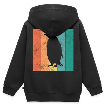 Penguin Penguins Animal Ice Pôle Sud Retro Gift - Sweat Premium à capuche zippé enfant bio - noir - Dos - AI Model Kid Male (0cm)