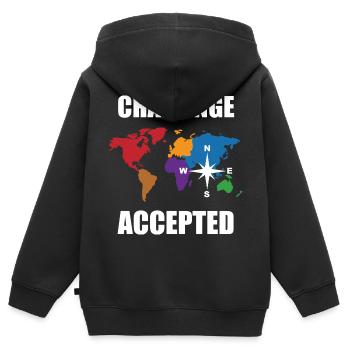 Carte du monde de voyage du monde - Sweat Premium à capuche zippé enfant bio - noir - Dos - AI Model Kid Male (0cm)