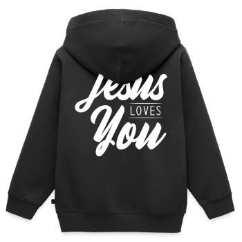 Jesus Christus von Nazareth Glaube Bibel Jesus - Kinder Premium Organic Zip Hoodie - Schwarz - Hinten - AI Model Kid Male (0cm)