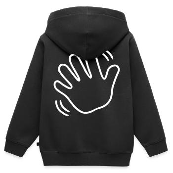 Emoji winken Skizze weiß - Kinder Premium Organic Zip Hoodie - Schwarz - Hinten - AI Model Kid Male (0cm)