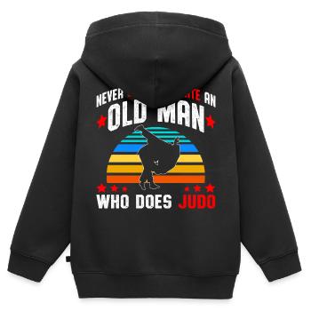 Judo - Kinder Premium Organic Zip Hoodie - Schwarz - Hinten - AI Model Kid Male (0cm)