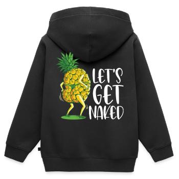 Ananas - Sweat Premium à capuche zippé enfant bio - noir - Dos - AI Model Kid Male (0cm)