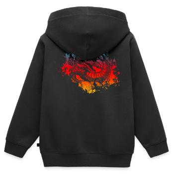 Dragon chinois - Sweat Premium à capuche zippé enfant bio - noir - Dos - AI Model Kid Male (0cm)