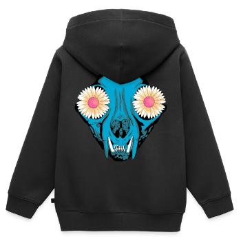 Dark Tier Hund Schädel Skull Fantasy Grufti Gothic - Kinder Premium Organic Zip Hoodie - Schwarz - Hinten - AI Model Kid Male (0cm)